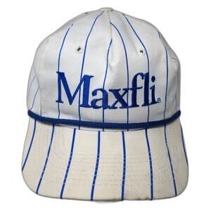 Maxfli 5 Panel Hat White Blue One Size Pinstripe Rope Golf Slideback Cotton USA
